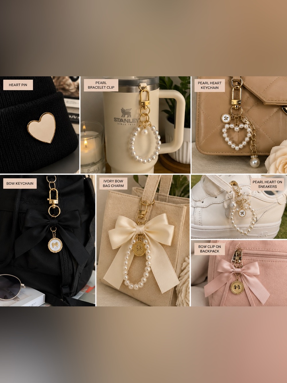 Charm Charms Set - Elegant Bracelet Keychain, Bag & Sneaker Charms